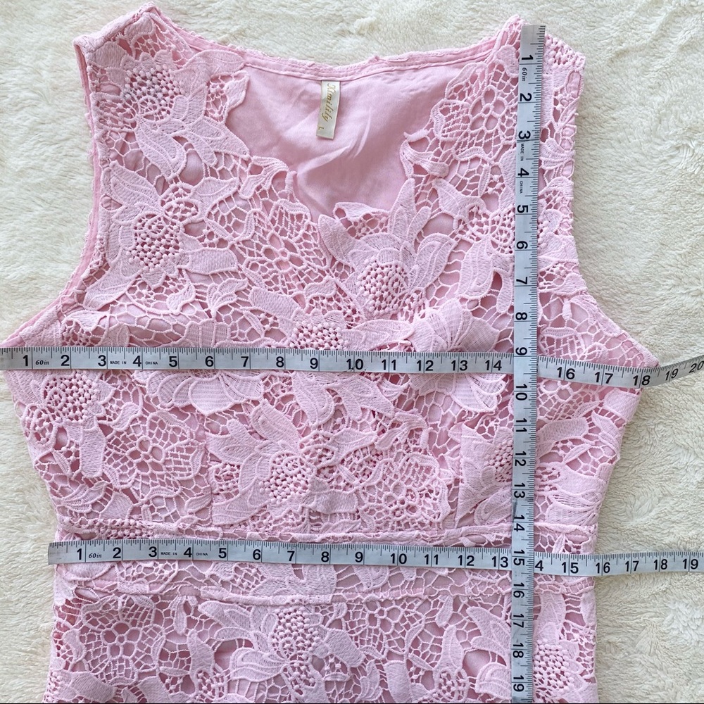 Kimlily pink floral lace asymmetrical hem dress - Picture 8 of 16